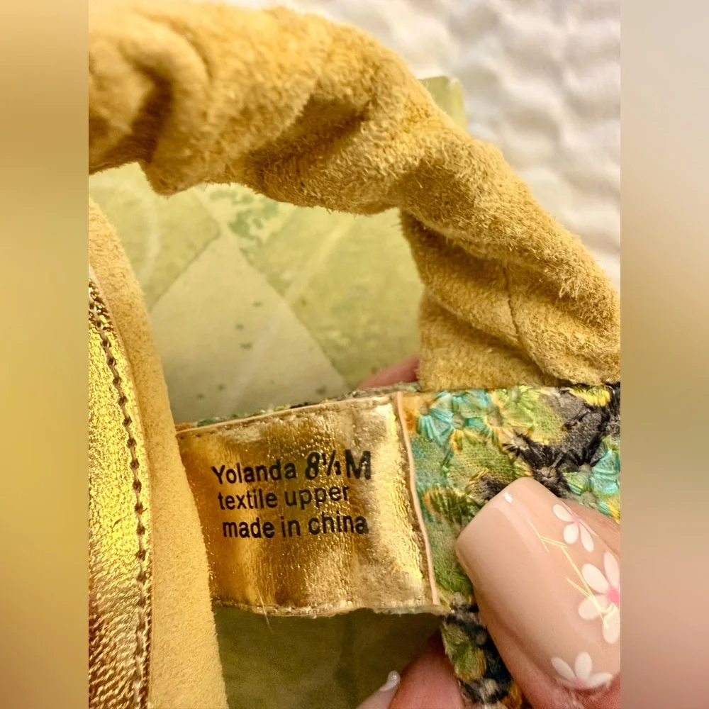 J.Renee Women's Sandals Heels Yolanda Yellow Lime Multi Eyelet Fabric Dressy NWT - Picture 9 of 16